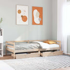 Sofá cama con cajones madera maciza de pino 80x200 cm