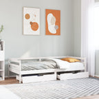 Sofá cama con cajones madera maciza de pino 80x200 cm