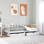 Sofá cama con cajones madera maciza de pino 80x200 cm
