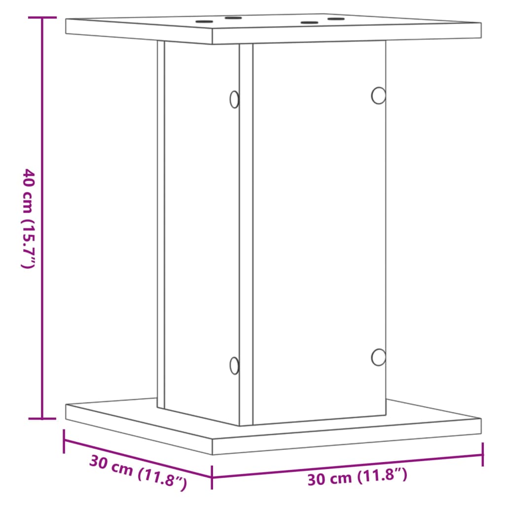 Soportes altavoces 2 uds madera gris hormigón 30x30x40 cm