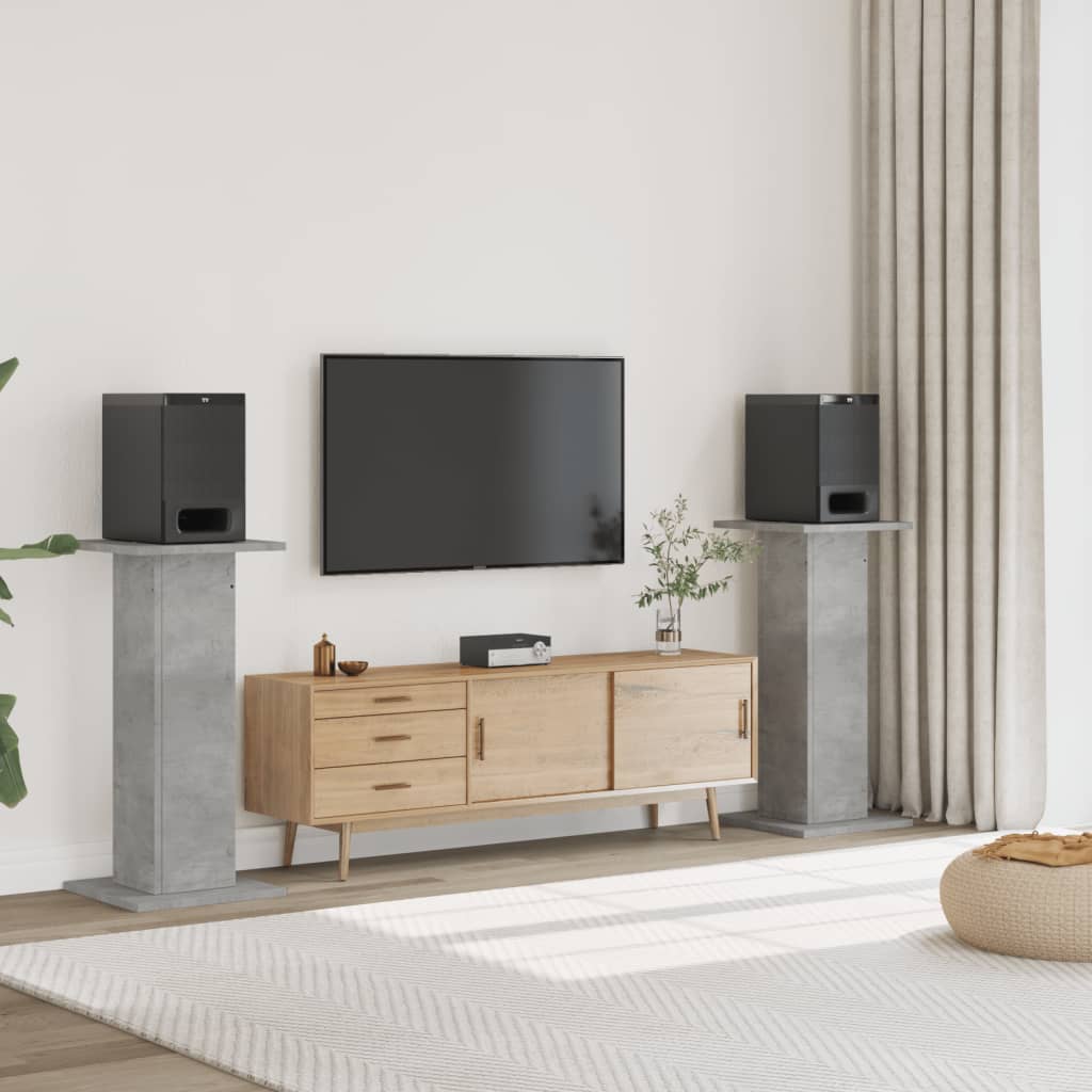 Soportes altavoces 2 uds madera gris hormigón 30x30x40 cm