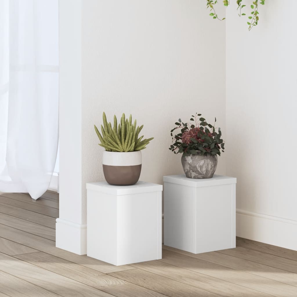 Soporte de plantas 2 uds madera ingeniería blanco 17x17x60 cm
