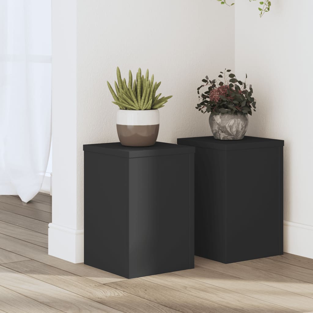 Soporte de plantas 2 uds madera ingeniería blanco 17x17x60 cm