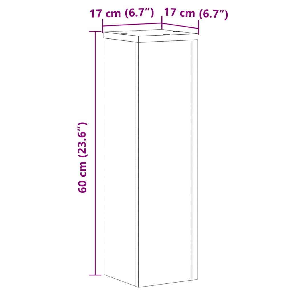 Soporte de plantas 2 uds madera ingeniería blanco 17x17x60 cm