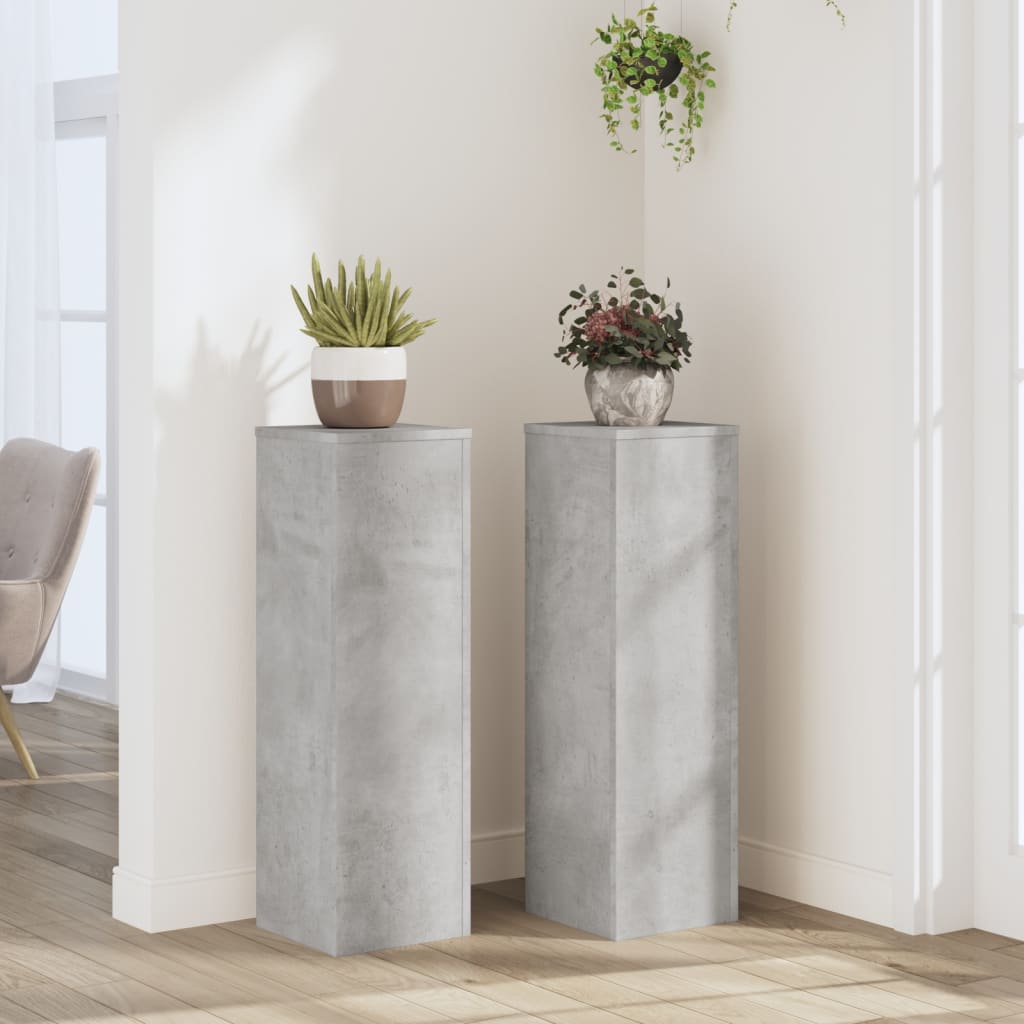 Soporte de plantas 2 uds madera ingeniería blanco 17x17x60 cm