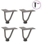 Patas de horquilla para mesa de centro (4 unidades, acero natural, 10 cm, acero macizo)