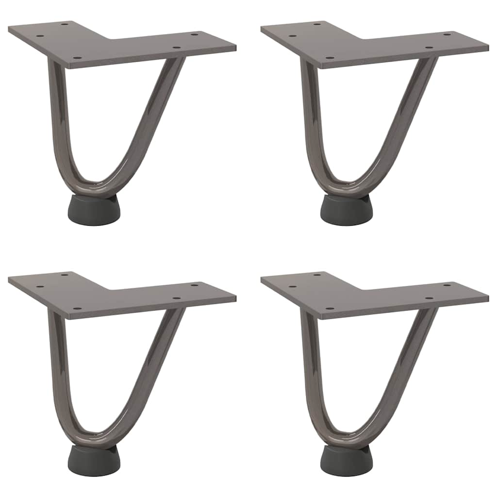 Patas de horquilla para mesa de centro (4 unidades, acero natural, 10 cm, acero macizo)