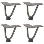 Patas de horquilla para mesa de centro (4 unidades, acero natural, 10 cm, acero macizo)