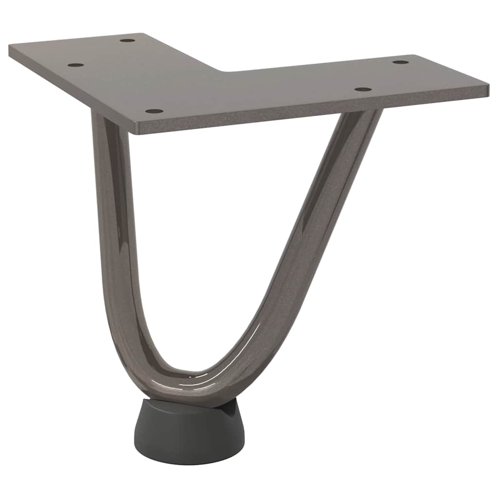 Patas de horquilla para mesa de centro (4 unidades, acero natural, 10 cm, acero macizo)