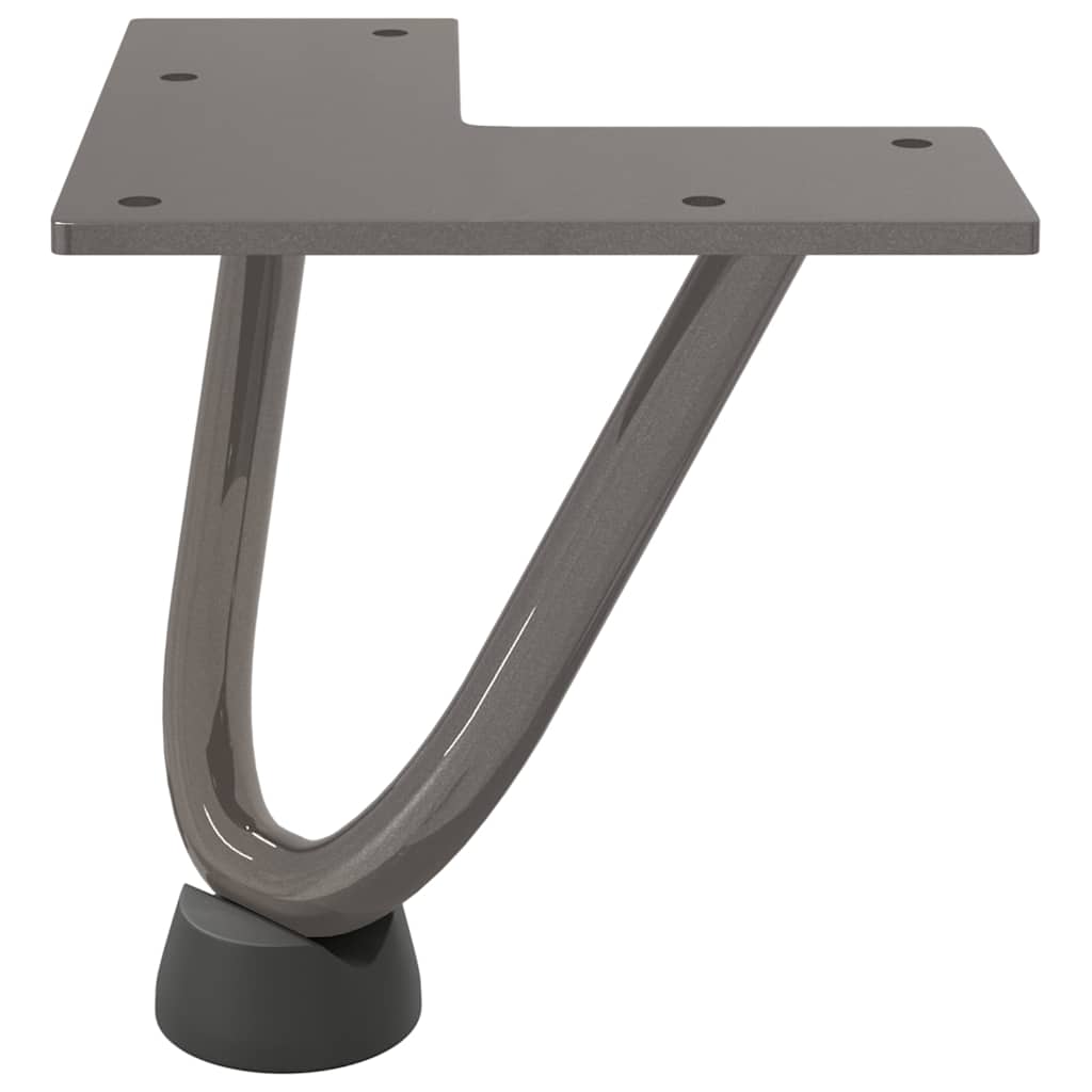 Patas de horquilla para mesa de centro (4 unidades, acero natural, 10 cm, acero macizo)