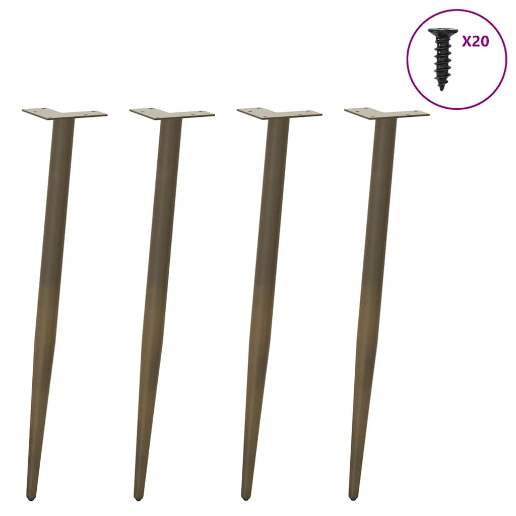 Patas cónicas para mesa consola , 4 unidades, acero natural, 72-73 cm, acero