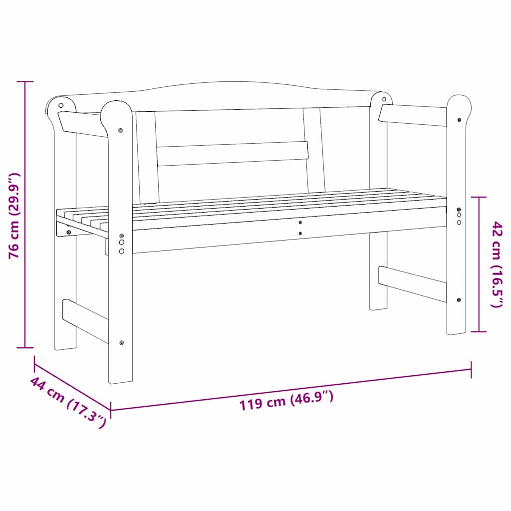 Banco de exterior con almacenamiento Natural 119 x 44 x 76 cm