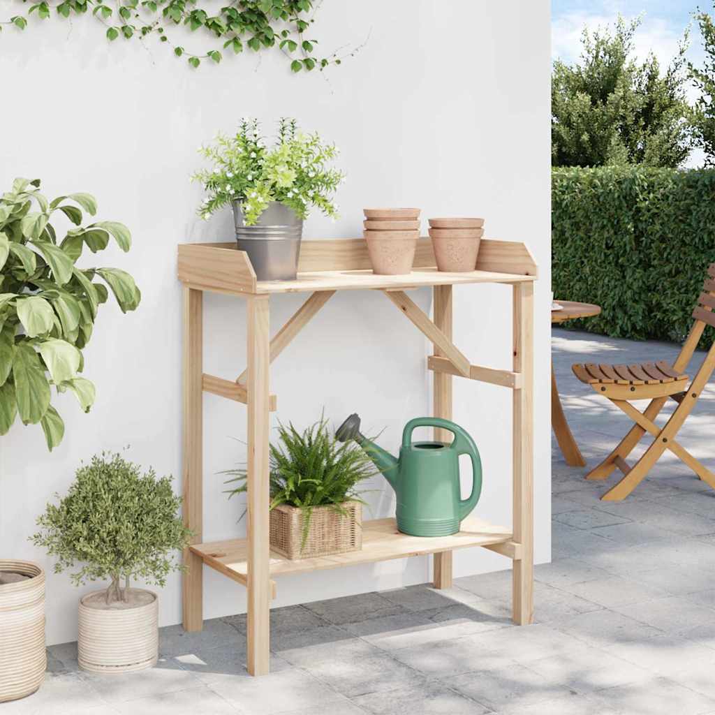 Mesa de trasplante con estante Natural 75 x 40 x 90 cm