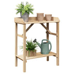 Mesa de trasplante con estante Natural 75 x 40 x 90 cm