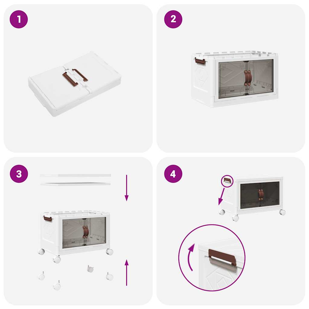 Stackable storage box with wheels 28 l 48.5x29.5x33 cm