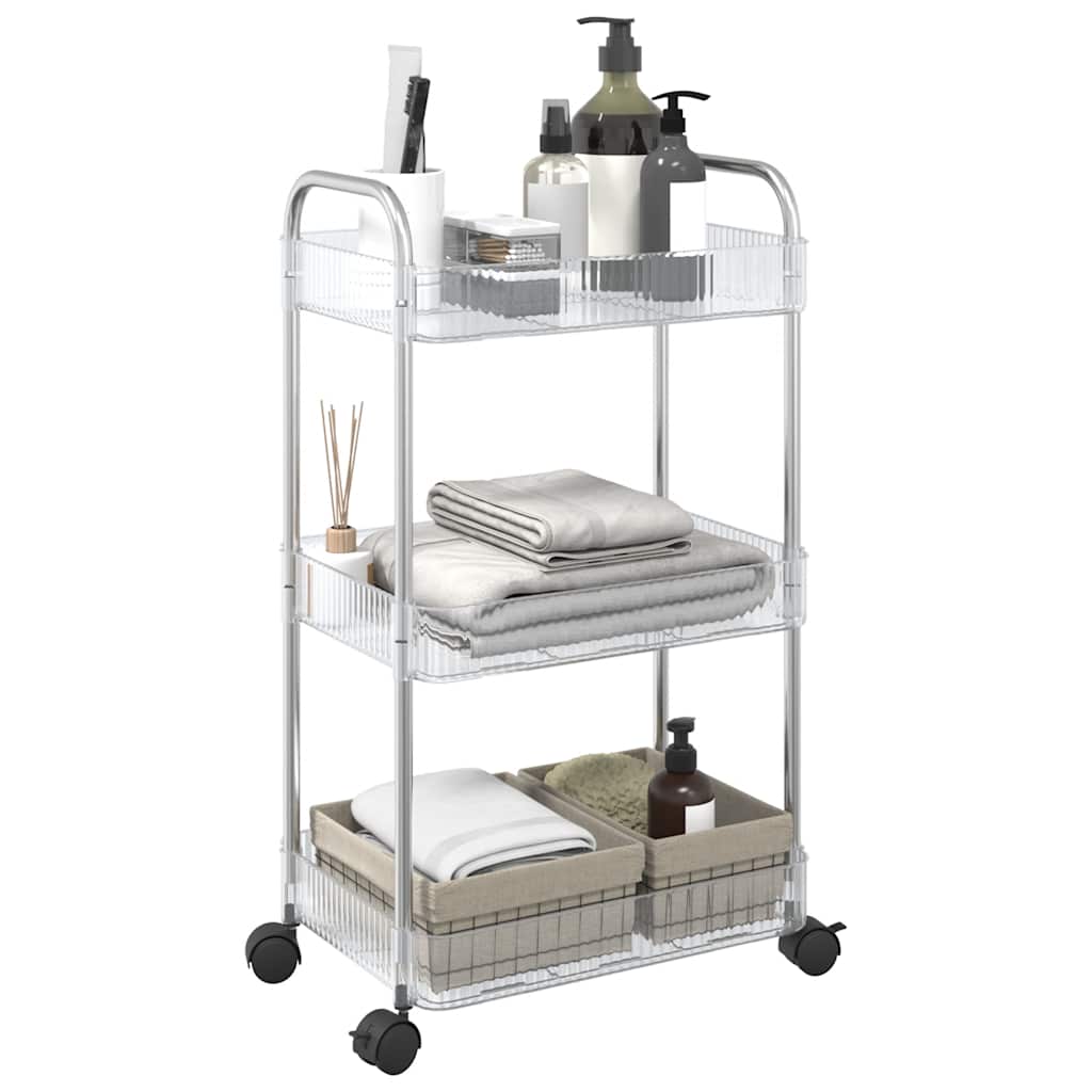 Carrito de almacenaje 3 niveles acero azul 42x41,5x77 cm