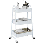 Carrito de almacenaje 3 niveles acero azul 42x41,5x77 cm