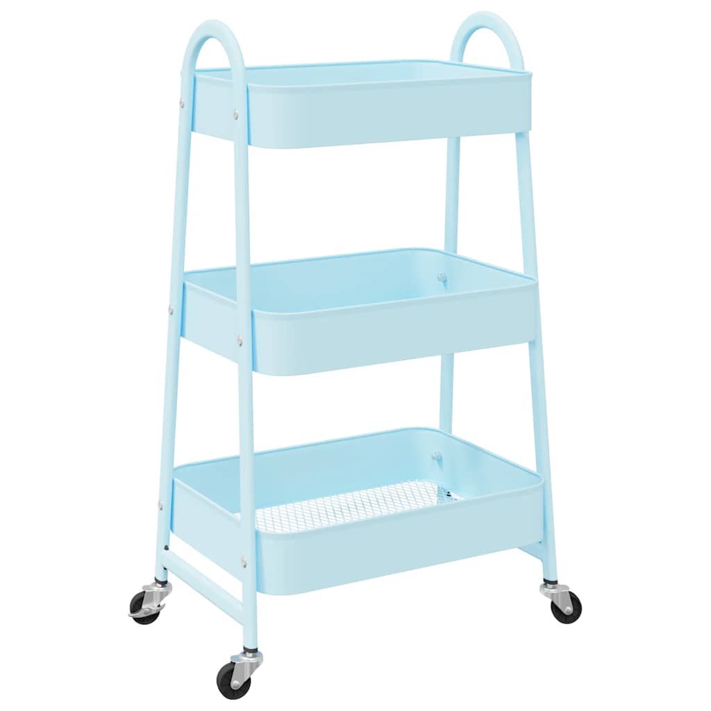 Carrito de almacenaje 3 niveles acero azul 42x41,5x77 cm