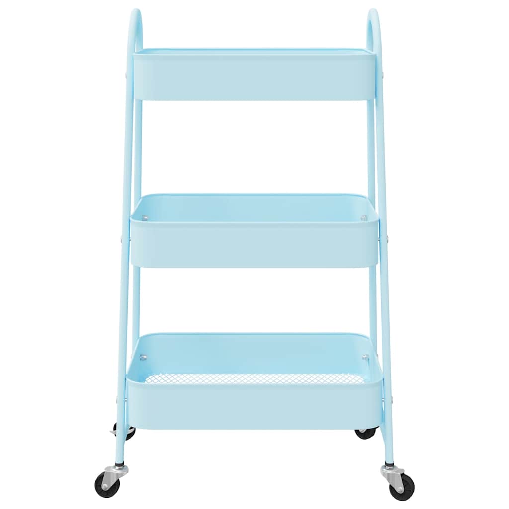 Carrito de almacenaje 3 niveles acero azul 42x41,5x77 cm