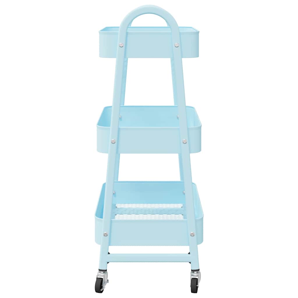Carrito de almacenaje 3 niveles acero azul 42x41,5x77 cm