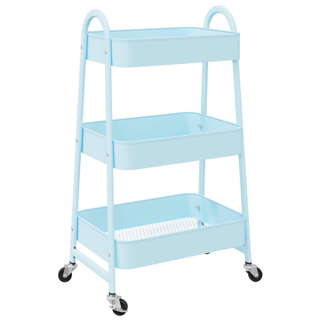 Carrito de almacenaje 3 niveles acero azul 42x41,5x77 cm
