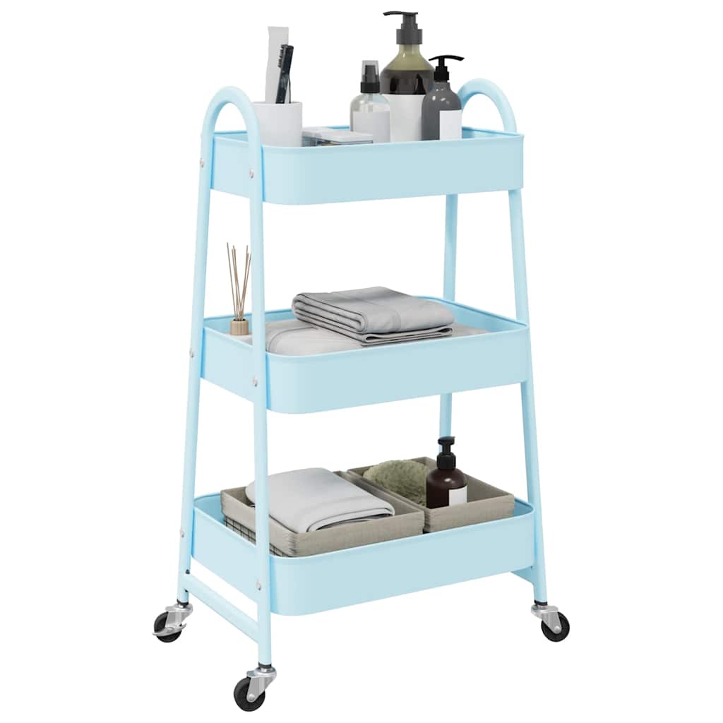 Carrito de almacenaje 3 niveles acero azul 42x41,5x77 cm