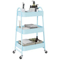 Carrito de almacenaje 3 niveles acero azul 42x41,5x77 cm