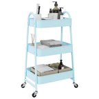 Carrito de almacenaje 3 niveles acero azul 42x41,5x77 cm