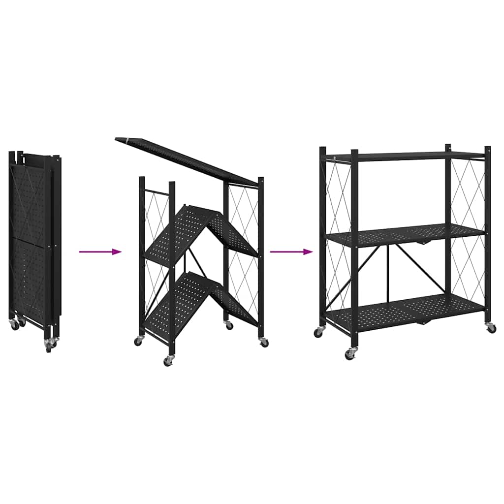 Estantería con ruedas de acero negro 71x34x88 cm
