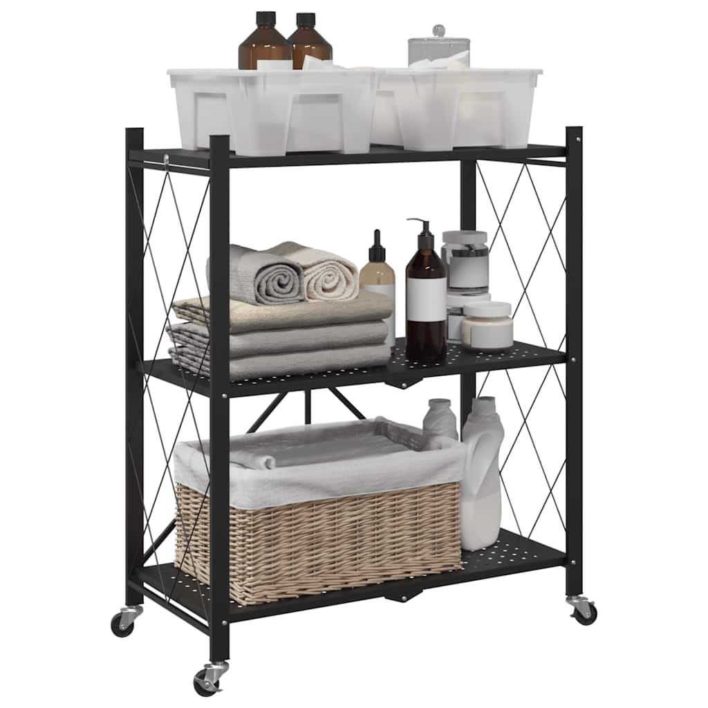 Estantería con ruedas de acero negro 71x34x88 cm