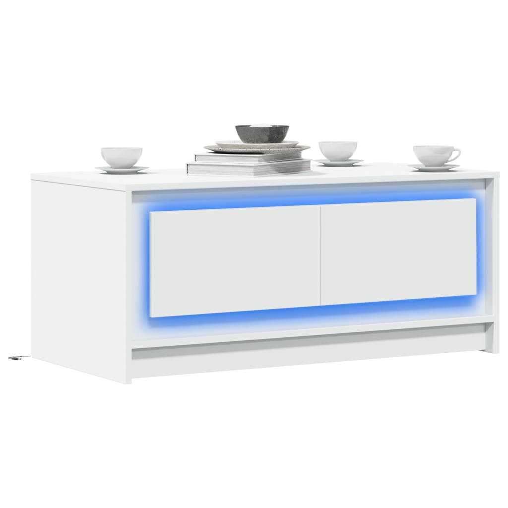 Mesa de centro con luces LED madera de ingeniería gris hormigón