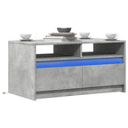 Mesa de centro con luces LED madera de ingeniería gris hormigón