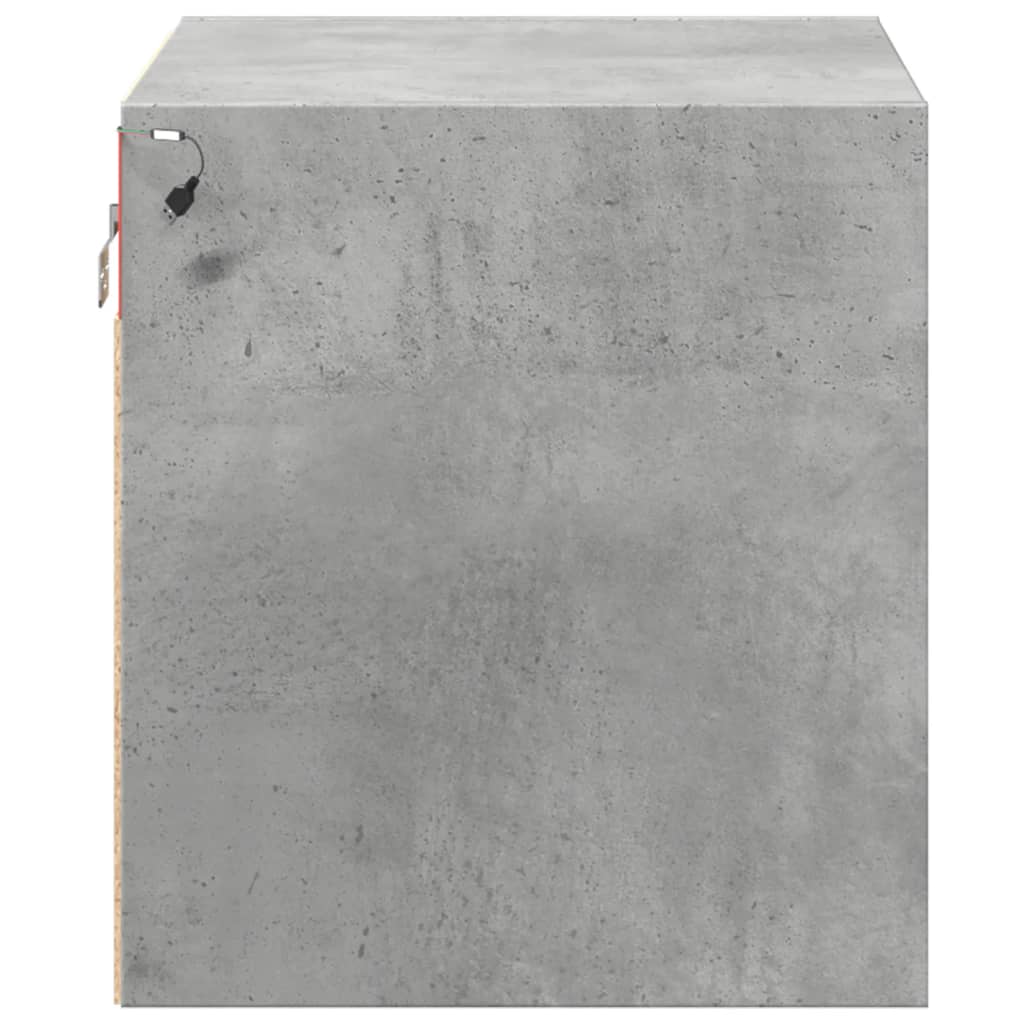 Mesita de noche de pared con luces LED gris hormigón