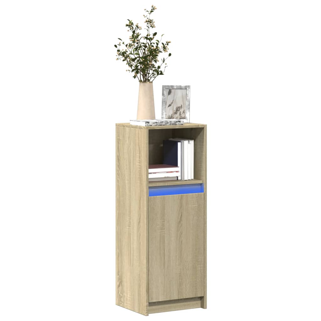 Aparador con LED madera de ingeniería blanco 72x34x100 cm