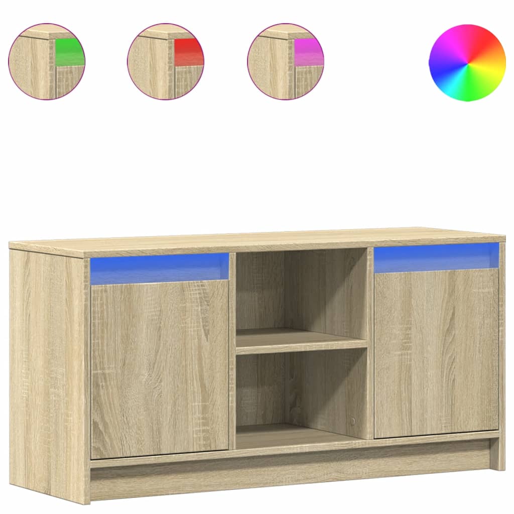 Mueble de TV LED madera de ingeniería roble Sonoma 100x34x50 cm