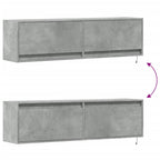 Mueble de pared TV con luces LED gris hormigón 140x31x38 cm