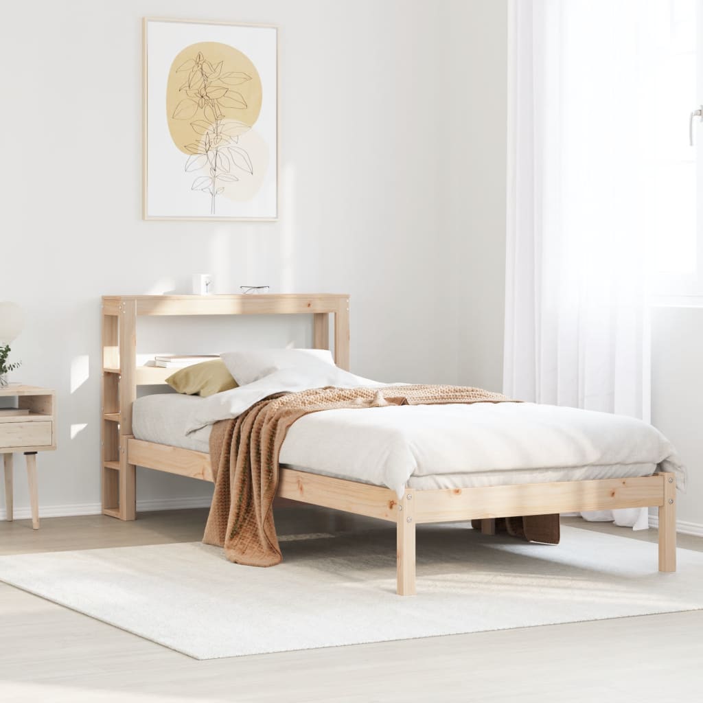 Estructura de cama sin colchón madera maciza blanca 75x190 cm
