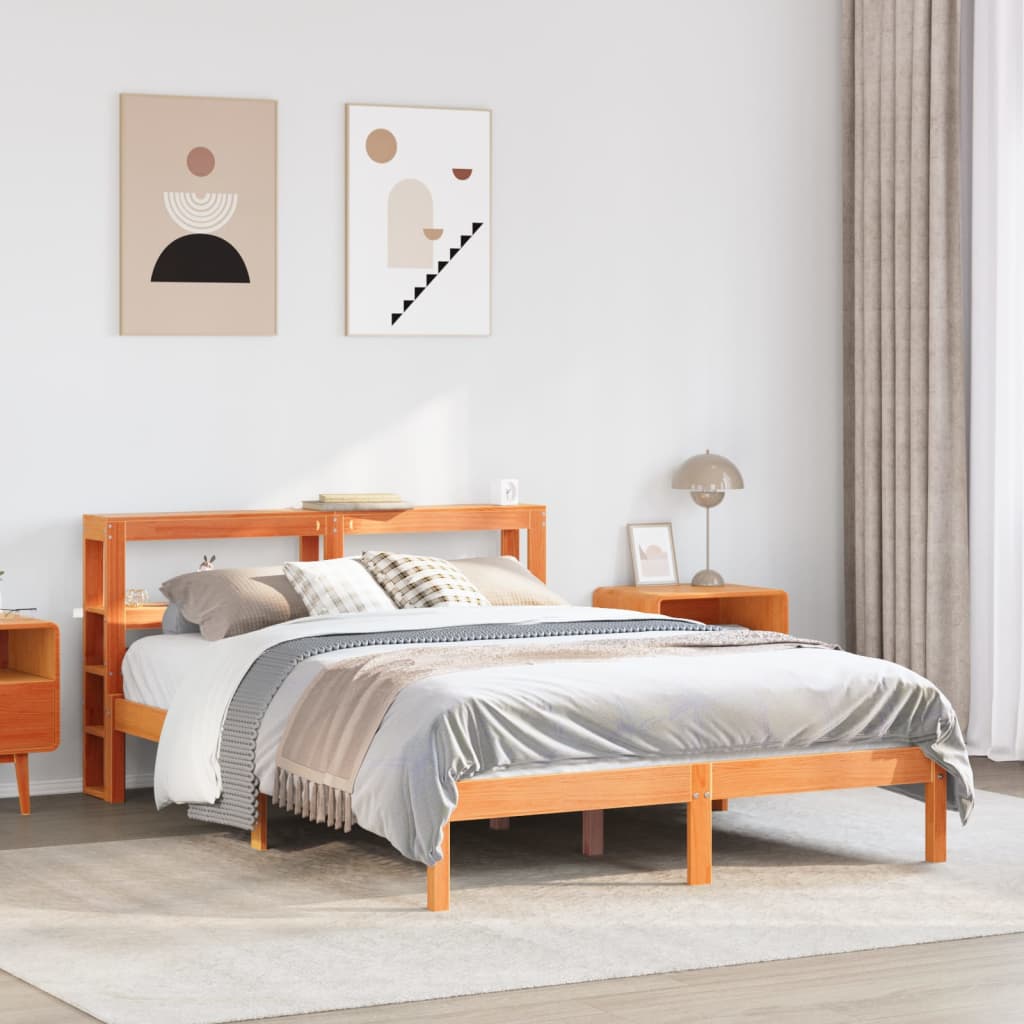 Cama sin colchón madera maciza de pino blanca 180x200 cm
