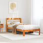 Cama sin colchón con cabecero madera de pino blanco 200x200 cm