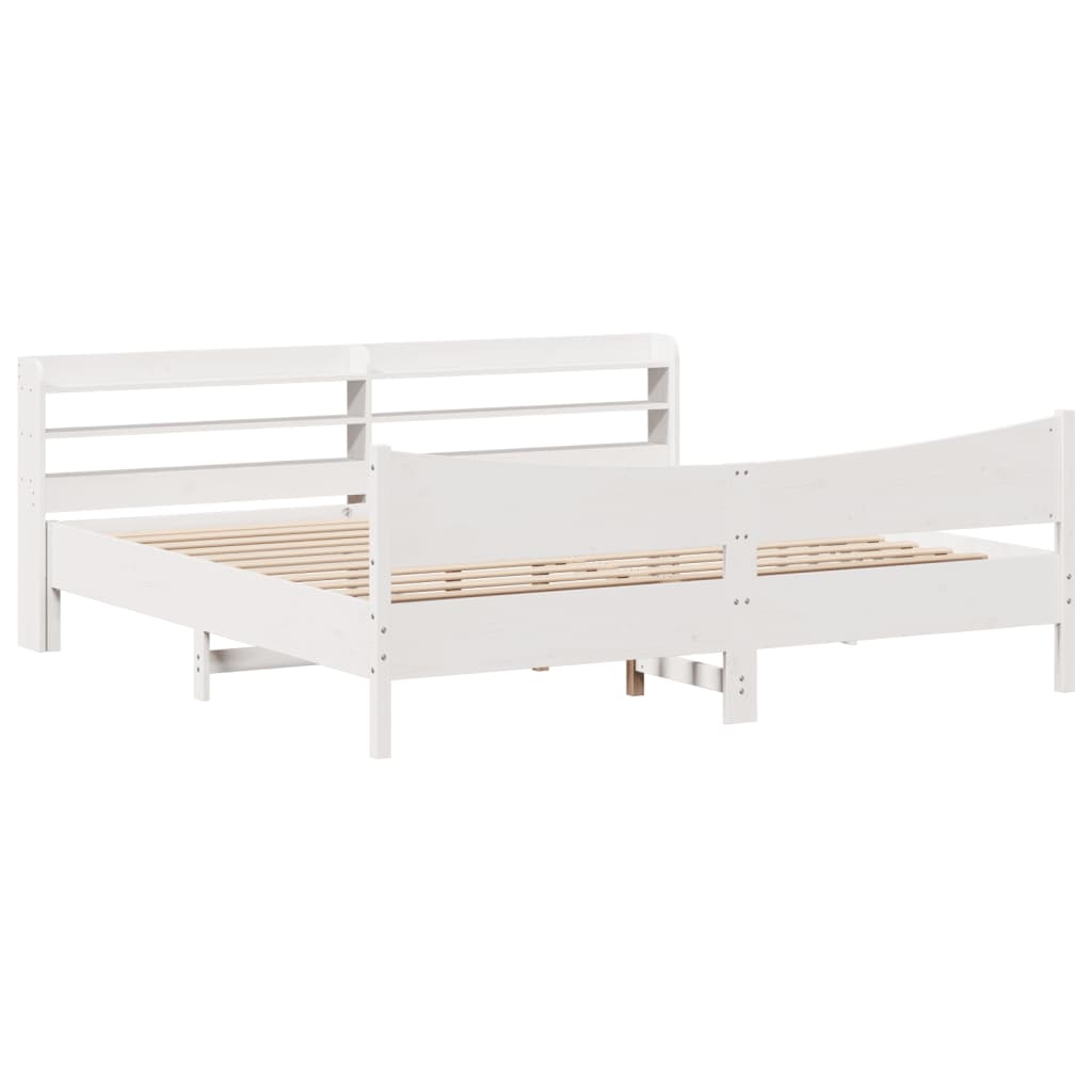 Estructura cama cabecero madera maciza pino blanco 180x200 cm
