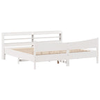 Estructura cama cabecero madera maciza pino blanco 180x200 cm