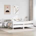 Estructura cama cabecero madera maciza pino blanco 180x200 cm
