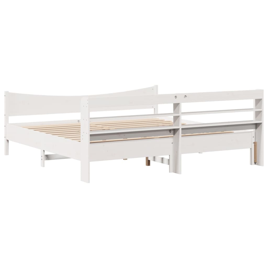 Estructura cama cabecero madera maciza pino blanco 180x200 cm