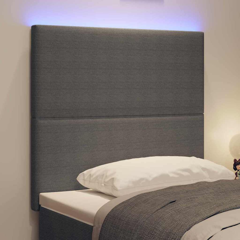 Cabecero LED con tiras LED Gris Claro 100 cm Tela de Pana