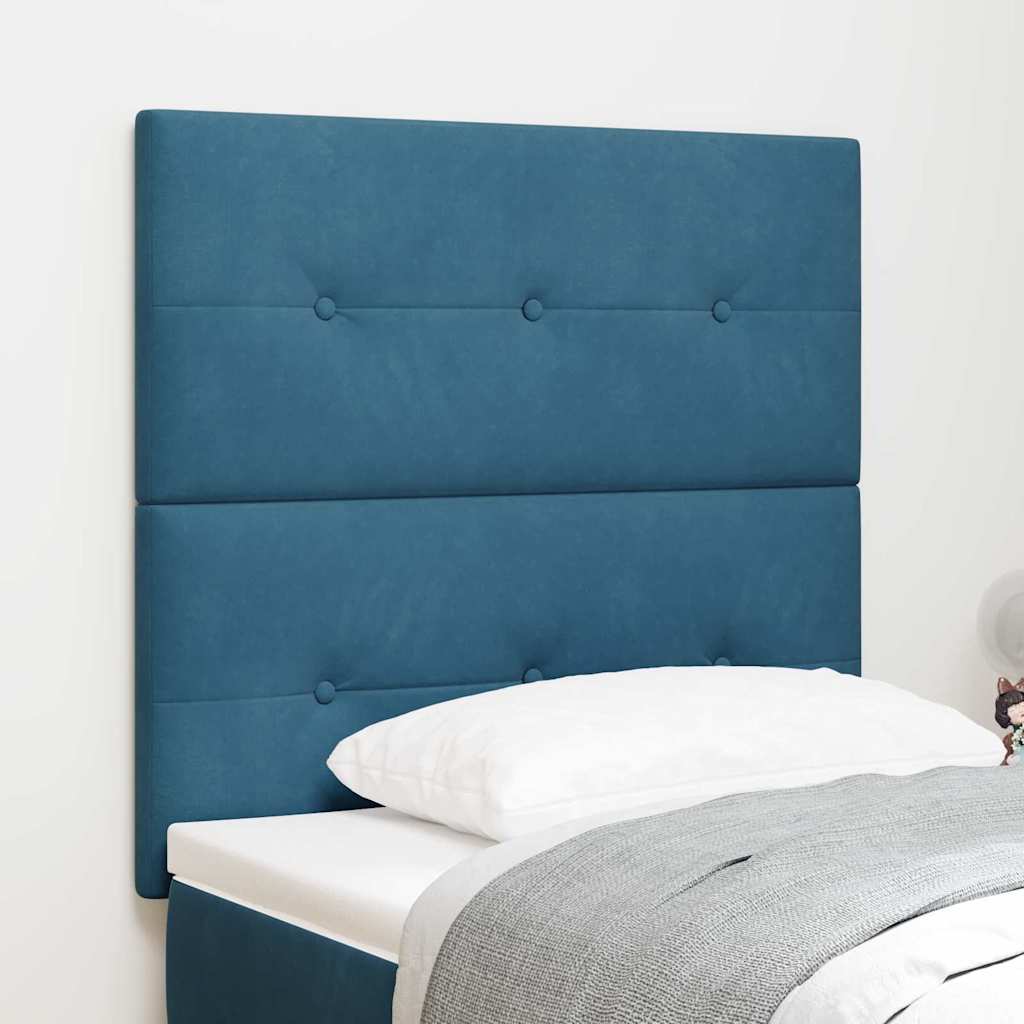 Cabecero LED con tiras LED Manual Azul 100 cm Terciopelo