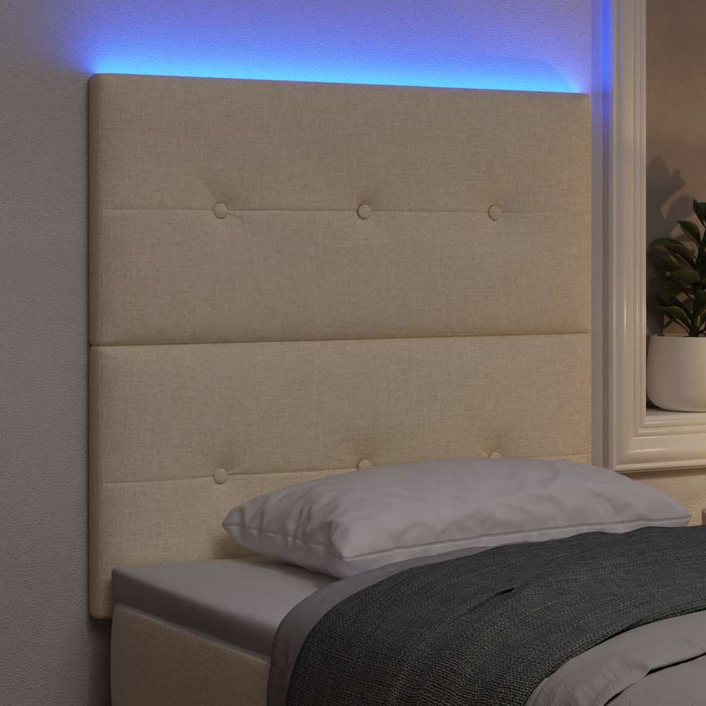 Cabecero LED con tiras LED con cabecera Crema 100 cm tela