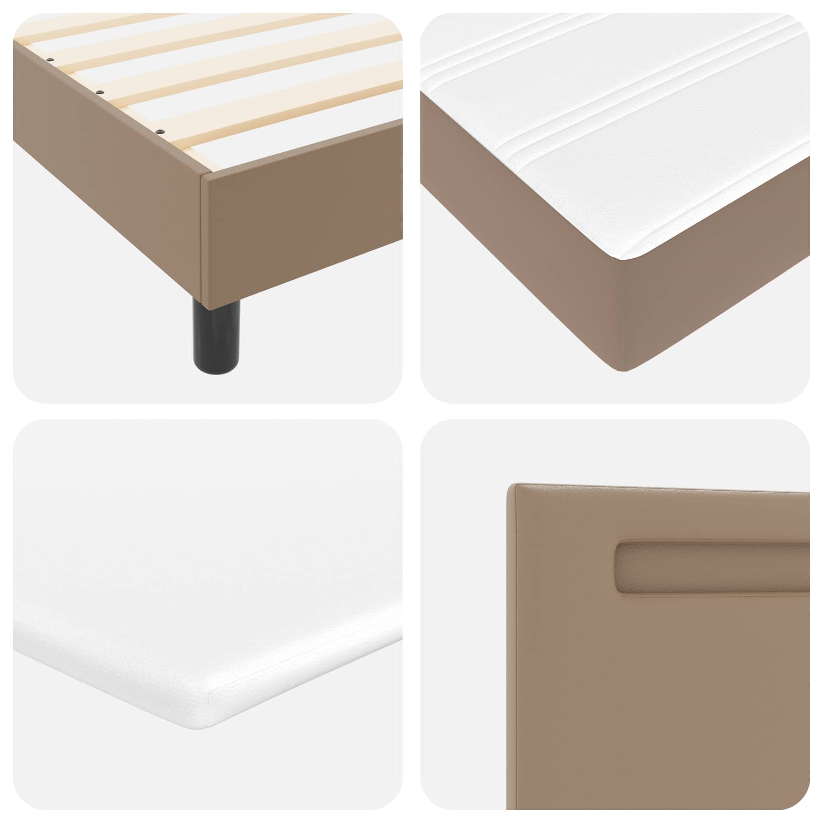 Cama tipo Box Spring Capuchino 100 x 200 cm Cuero sintético