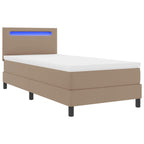 Cama tipo Box Spring Capuchino 100 x 200 cm Cuero sintético