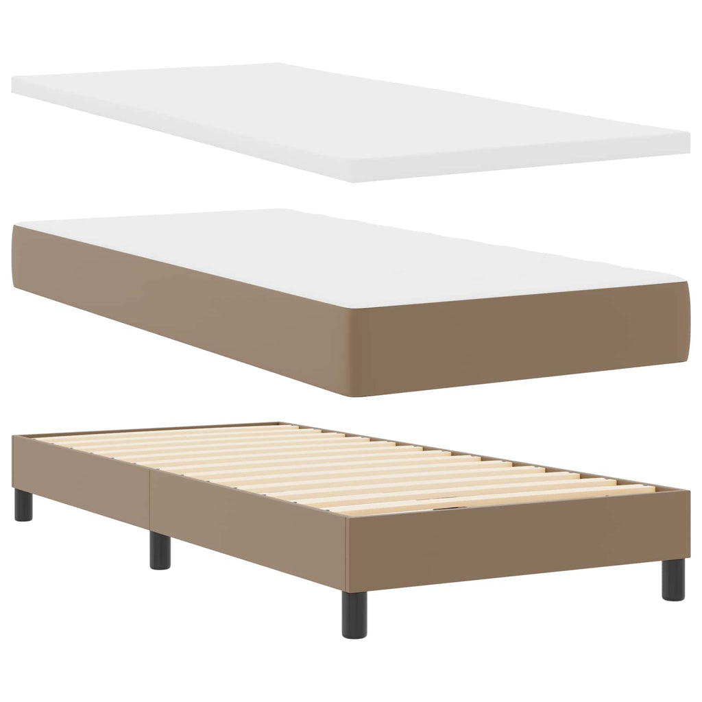 Cama tipo Box Spring Capuchino 100 x 200 cm Cuero sintético