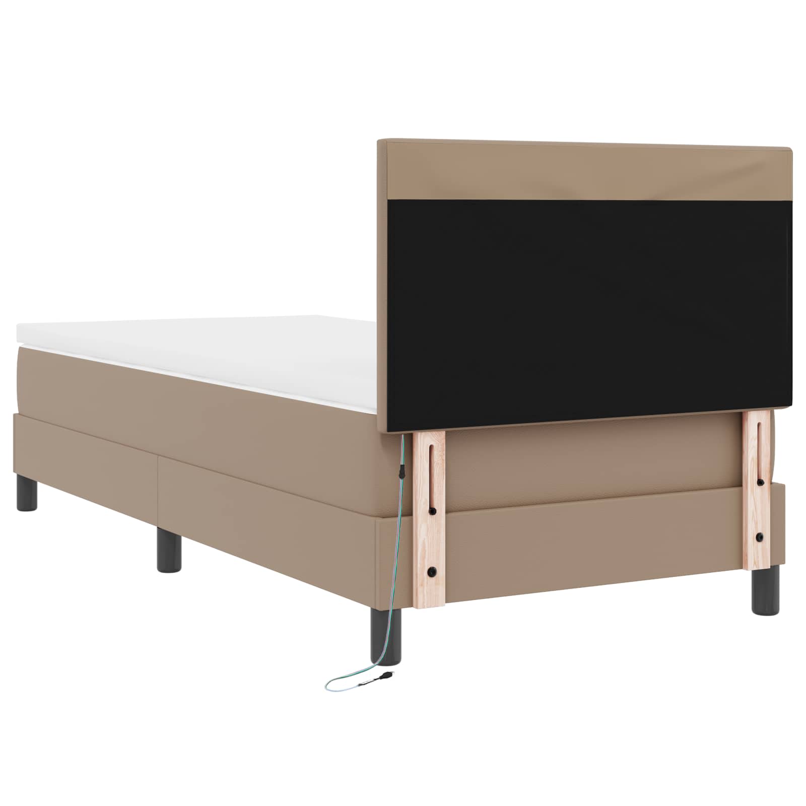 Cama tipo Box Spring Capuchino 100 x 200 cm Cuero sintético